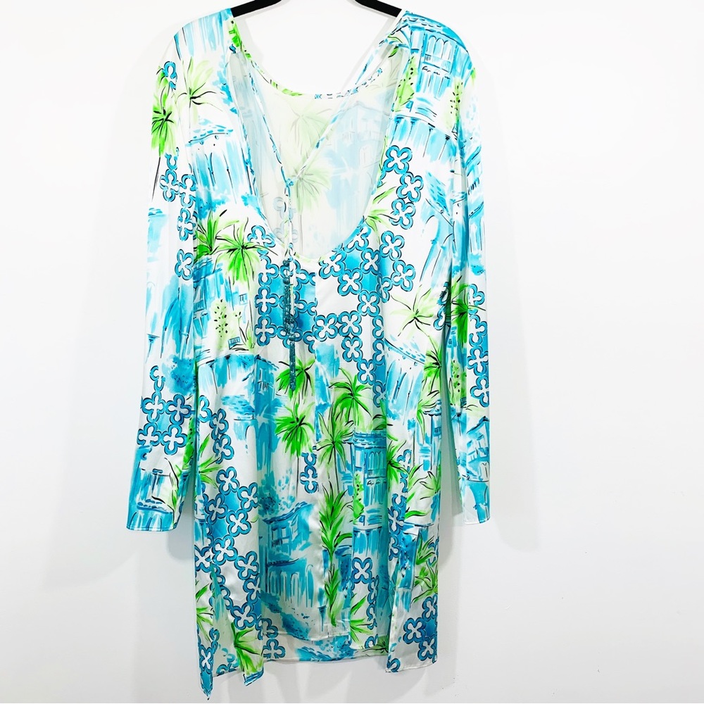 NWT Vintage Lilly Pulitzer Silk Sylvia Dress Belle Villa Via Blue - Picture 2 of 11